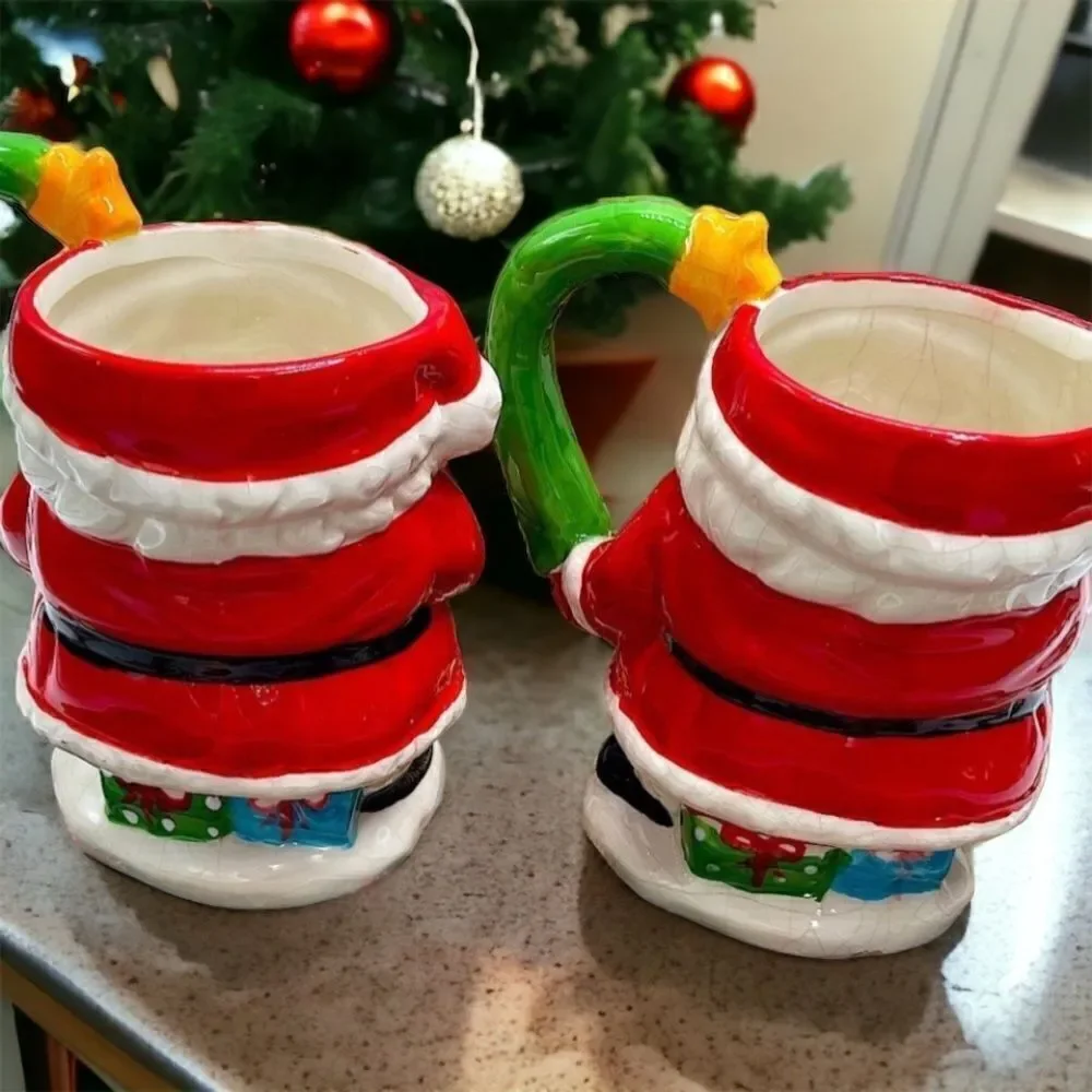Pier 1 l Santa Mug l Set of 2 l Snowman (Set of 2 ) available l EUC